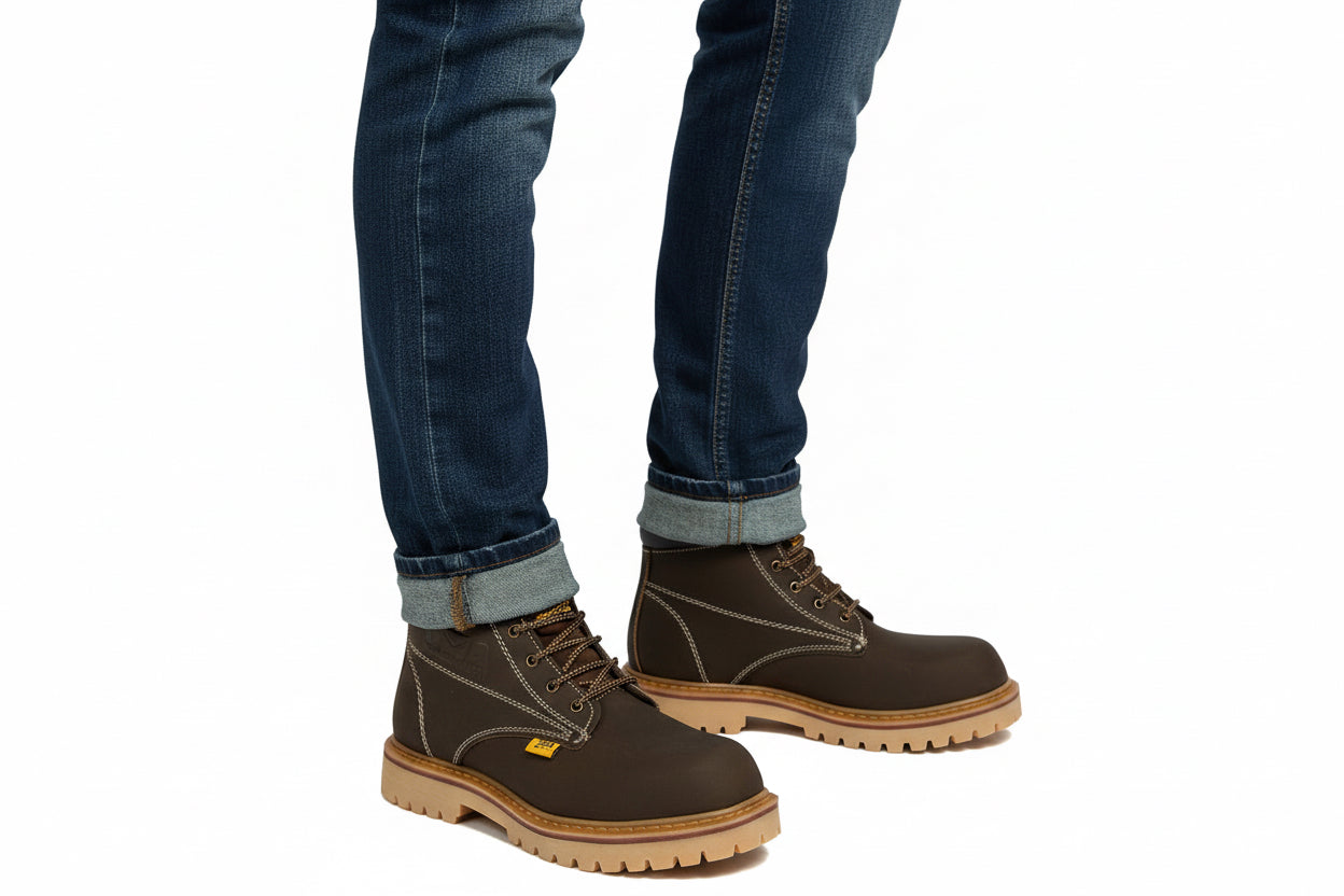 Bota Nobuck/Café con Casco de Acero