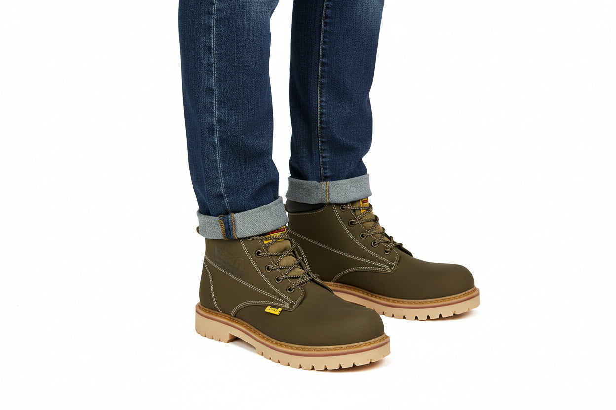 Bota Nobuck/Musgo con Casco de Acero