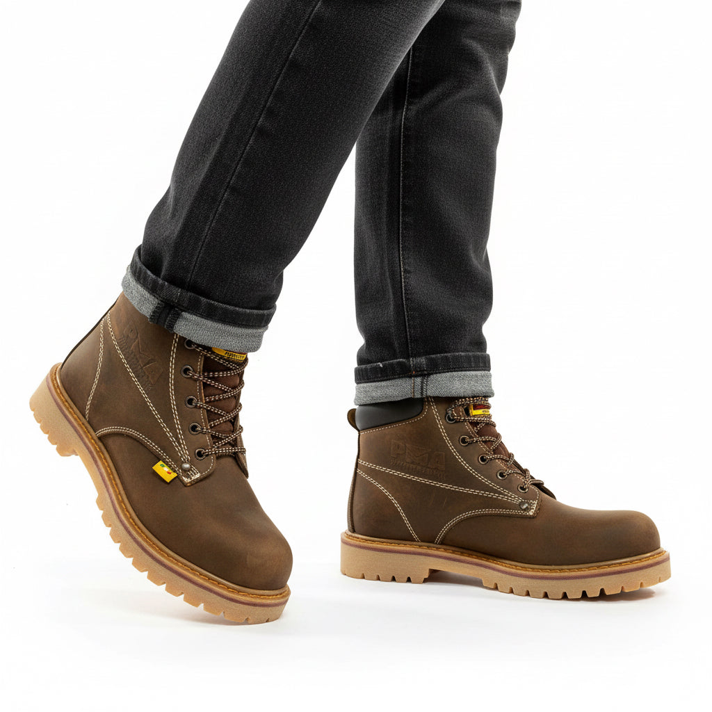 Bota Crazy/Café con Casco de Acero